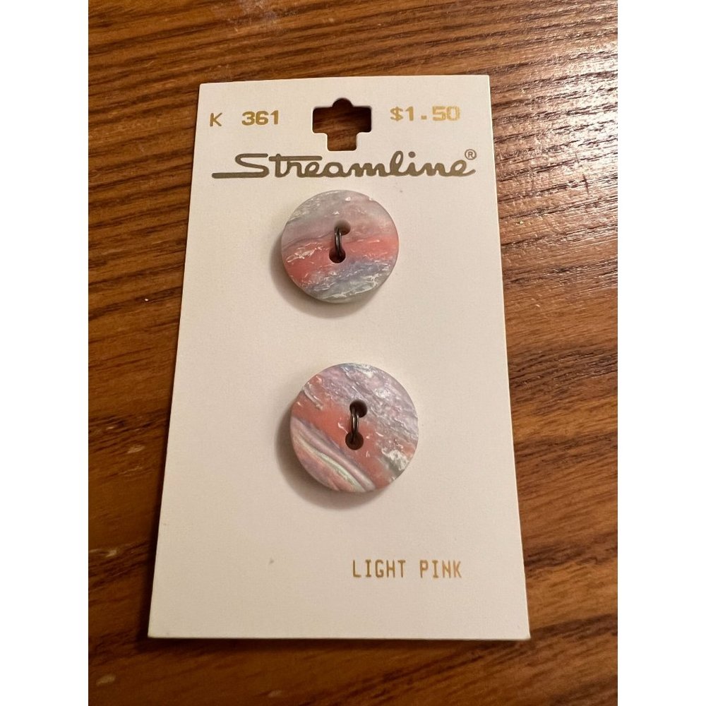 Vintage Streamline Buttons K 361 Light Pink Galaxy Swirl Made in Italy New on Ca